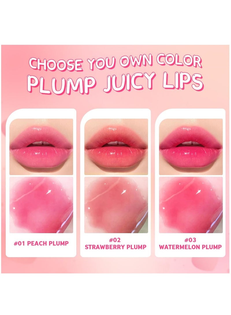 3Pcs Color Changing Hydrating Lip Oil Set, Pink Magic Mood Liquid Lipstick, High-Shine Clear Temperature Color Change Lip Stain Lip Balm, Long Lasting Nutritious Natural PH Color Change Lip - Image 3