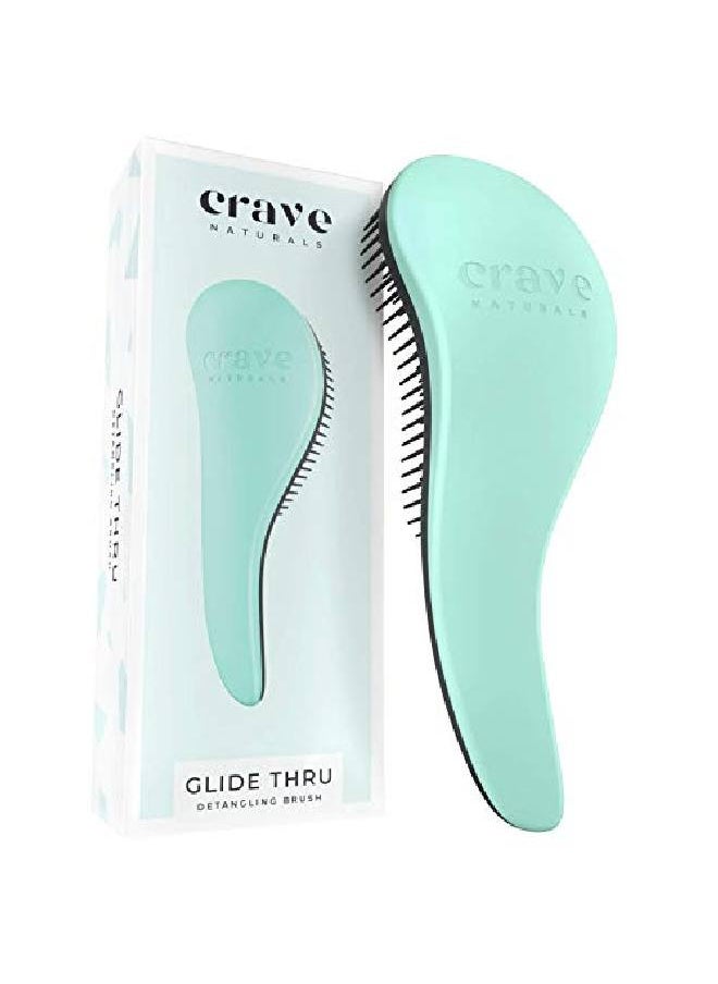 Crave Naturals - Biggie Glide Thru Detangling Brush Detangler Hairbrush & Comb For Curly Natural Straight Wet Or Dry Hair (Mint) - Image 1