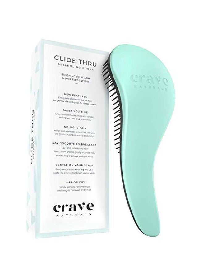 Crave Naturals - Biggie Glide Thru Detangling Brush Detangler Hairbrush & Comb For Curly Natural Straight Wet Or Dry Hair (Mint) - Image 1