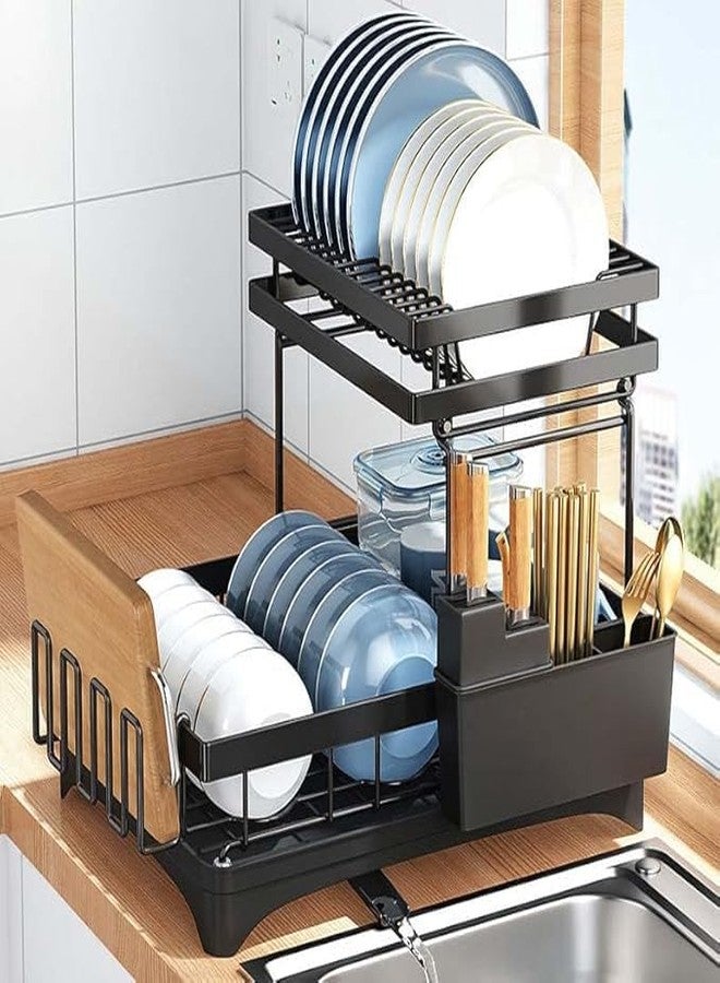 NYTRYD Dish Drying Rack, Dish Drain Rack, Dish Storage, Rust-Proof Kitchen Dish Drying with Drain Board Cutlery and Cup Rack to Save Space, Suitable for Kitchen countertops. - Image 1