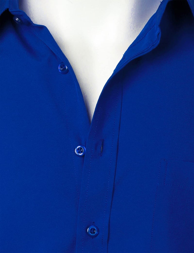 ZEROYAA Men's Regular Fit Dress Shirt Solid Wrinkle-Free Long Sleeve Casual Business Button Up Shirts with Pocket ZSSCL05-Royal Blue Large - Image 5