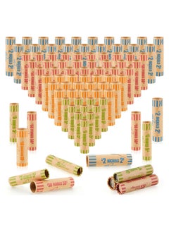 Coin Wrappers Rolls, Coin Rollers Durable Preformed Paper Tubes, Assorted Sizes Quarters, Nickels, Dimes and Penny, Coin Wrappers Quarters for Bank and Office (100 Pcs)