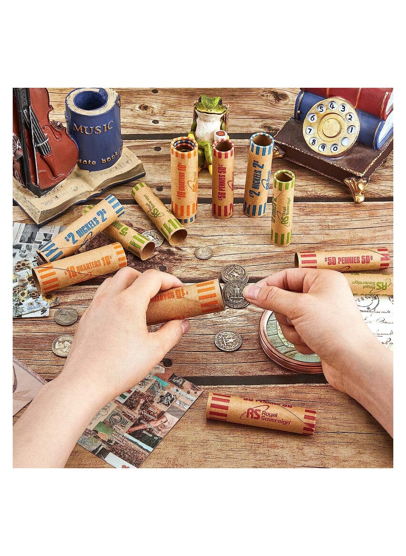 KASTWAVE - Coin Wrappers Rolls, Coin Rollers Durable Preformed Paper Tubes, Assorted Sizes Quarters, Nickels, Dimes and Penny, Coin Wrappers Quarters for Bank and Office (100 Pcs) - Image 1