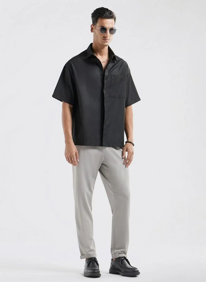Splash FAV Regular Fit Solid Shirt with Collar and Short Sleeves