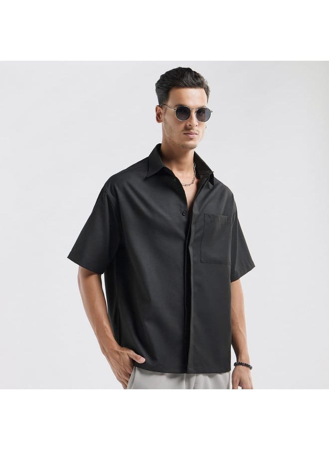 FAV Regular Fit Solid Shirt with Collar and Short Sleeves  - Image 1
