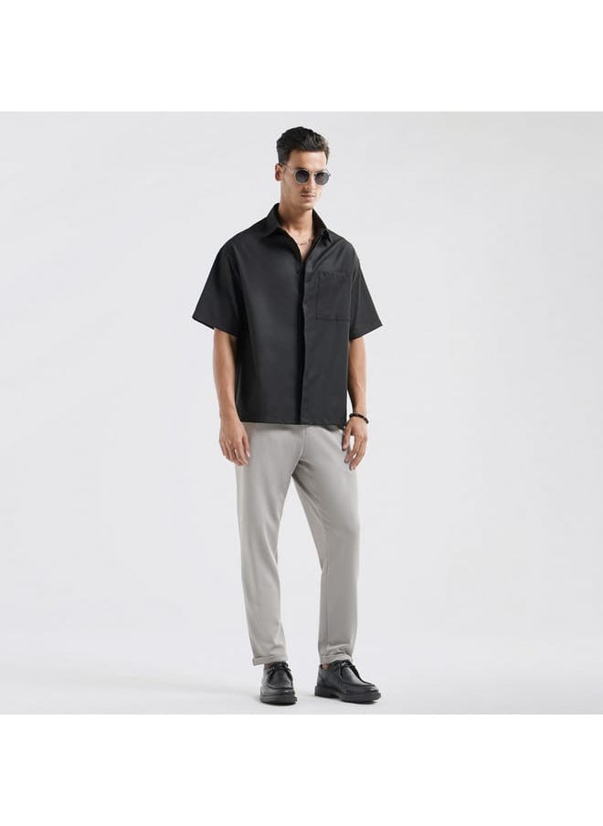 FAV Regular Fit Solid Shirt with Collar and Short Sleeves  - Image 2