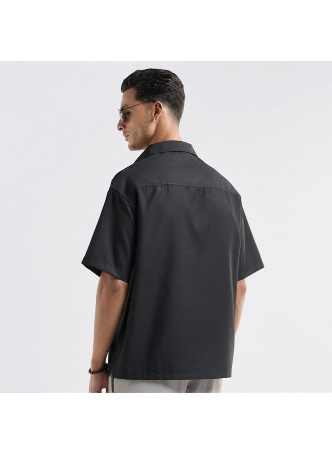 FAV Regular Fit Solid Shirt with Collar and Short Sleeves  - Image 3
