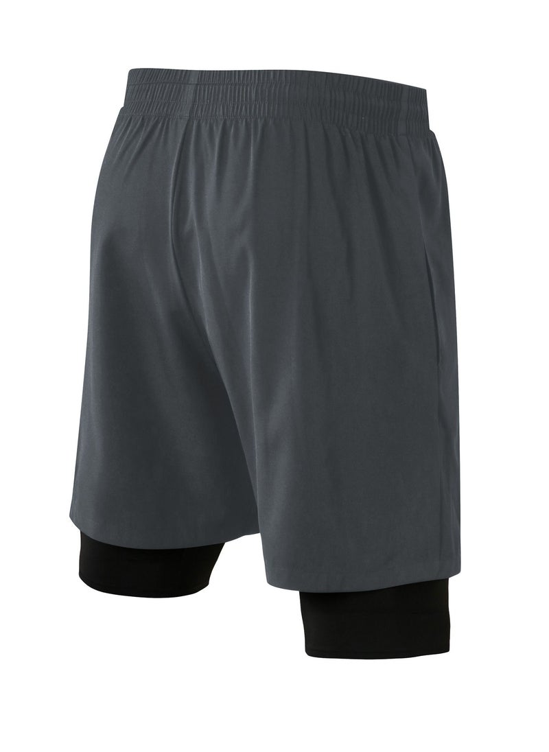 Loquat - Men Quick Dry Breathable Elastic Shorts Grey - Image 1