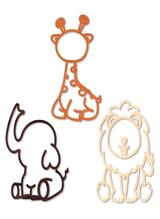 KOYILTD 3 Pcs Woodland Nursery Decorations Jungle Theme Room Decor Wooden Forest Animal Nursery Wall Art Rustic Farmhouse Safari Wall Decor for Home Bedroom Living Room Bathroom (Cute) - Image 1