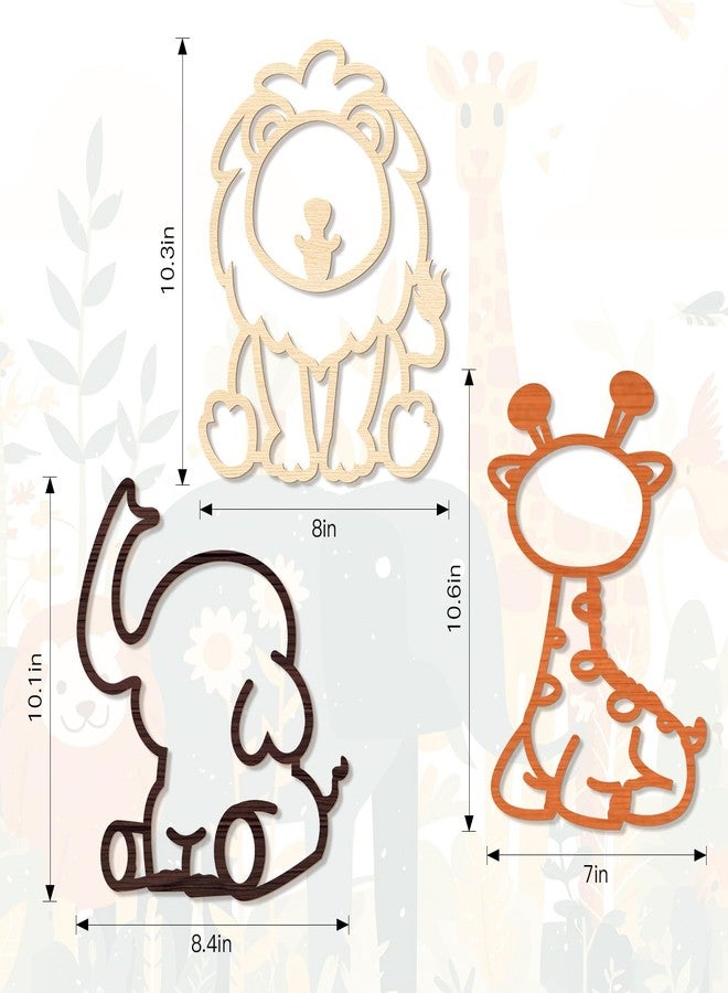 KOYILTD 3 Pcs Woodland Nursery Decorations Jungle Theme Room Decor Wooden Forest Animal Nursery Wall Art Rustic Farmhouse Safari Wall Decor for Home Bedroom Living Room Bathroom (Cute) - Image 3