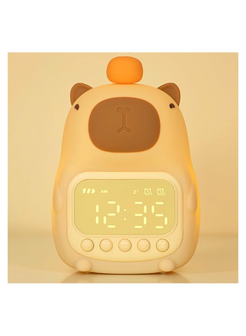 Excefore Capybara Night Light with Digital Clock, Nursery Lamp, Silicone Animal Kids Baby Night Light Rechargeable Tabletop Decoration Lamp, Capybara lamp for Baby, Kids, Teens Sleep Companion - Image 1