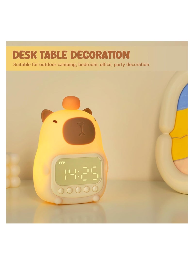 Excefore Capybara Night Light with Digital Clock, Nursery Lamp, Silicone Animal Kids Baby Night Light Rechargeable Tabletop Decoration Lamp, Capybara lamp for Baby, Kids, Teens Sleep Companion - Image 5