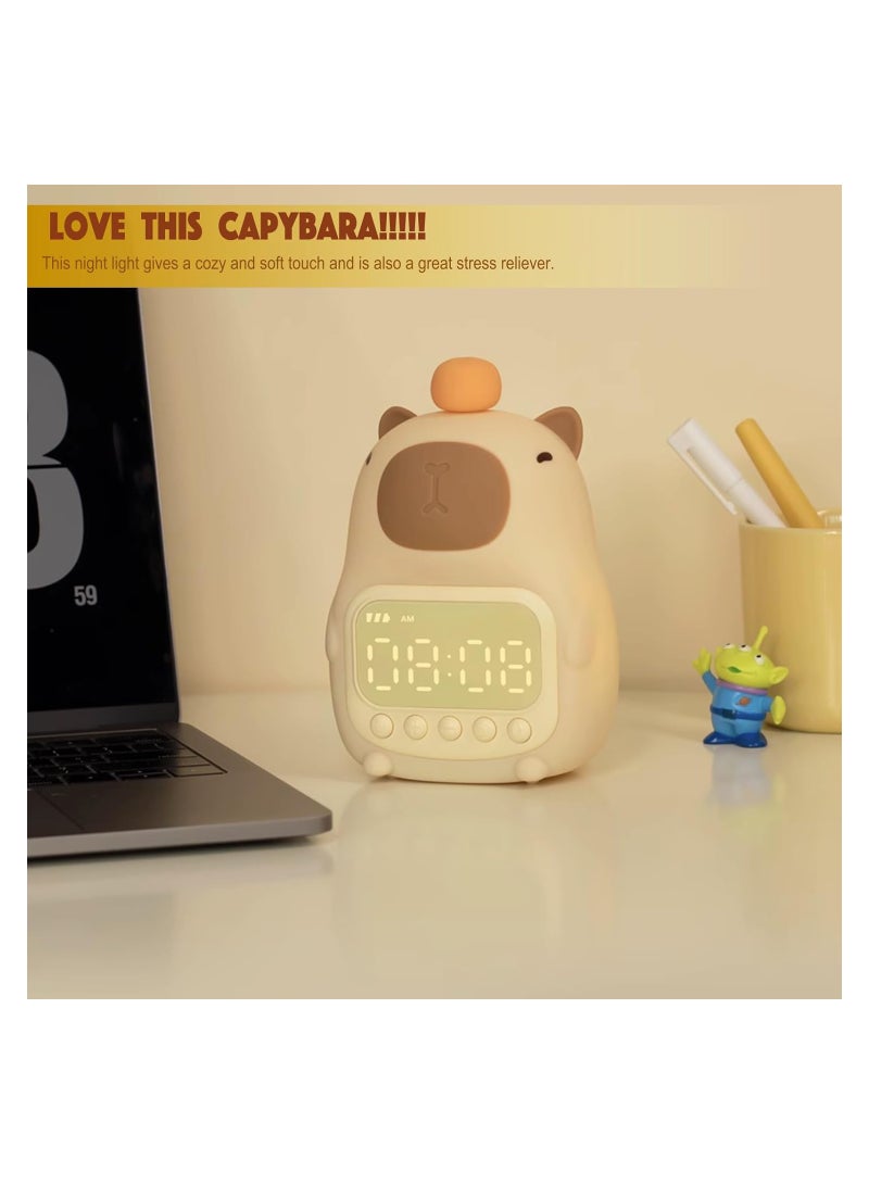 Excefore Capybara Night Light with Digital Clock, Nursery Lamp, Silicone Animal Kids Baby Night Light Rechargeable Tabletop Decoration Lamp, Capybara lamp for Baby, Kids, Teens Sleep Companion - Image 4