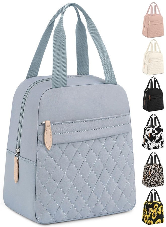 ELONGRIVER Insulated Lunch Bag for Women, Portable Lightweight Lunch Box for Adults, Reusable Small Lunch Tote Cooler Bags with Front Zipper Pocket for Work, Travel and Picnic (Light Blue) - Image 1