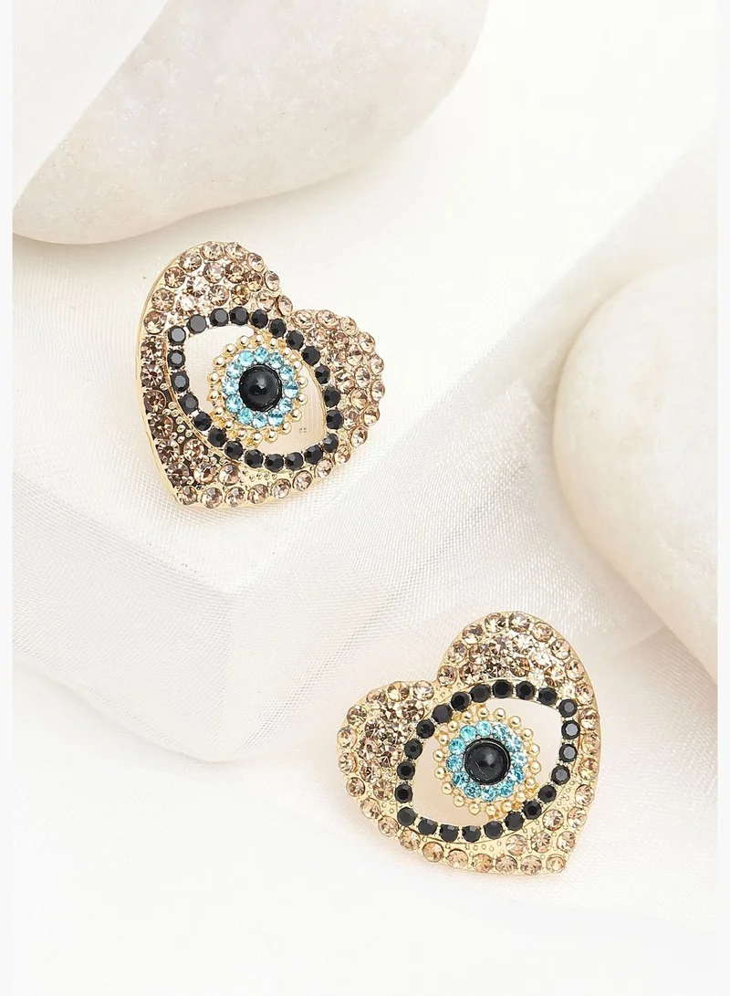 SOHI Gold Plated Party Designer Stone Stud For Women