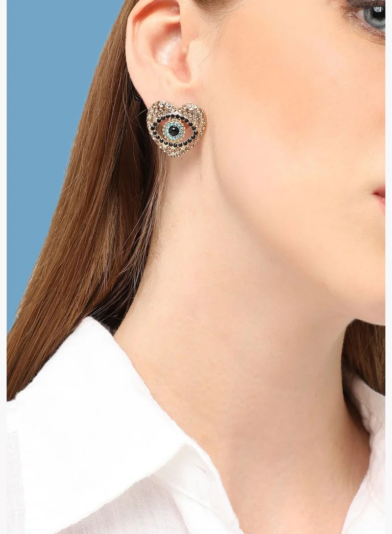 SOHI Gold Plated Party Designer Stone Stud For Women