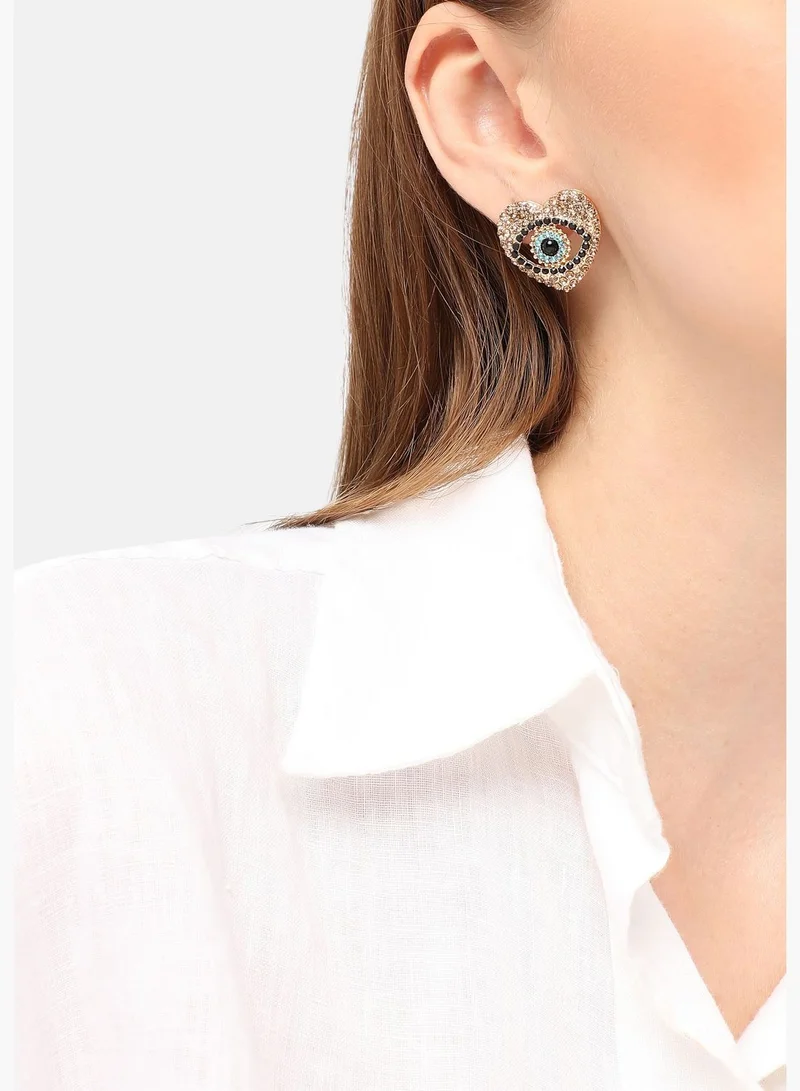 SOHI Gold Plated Party Designer Stone Stud For Women