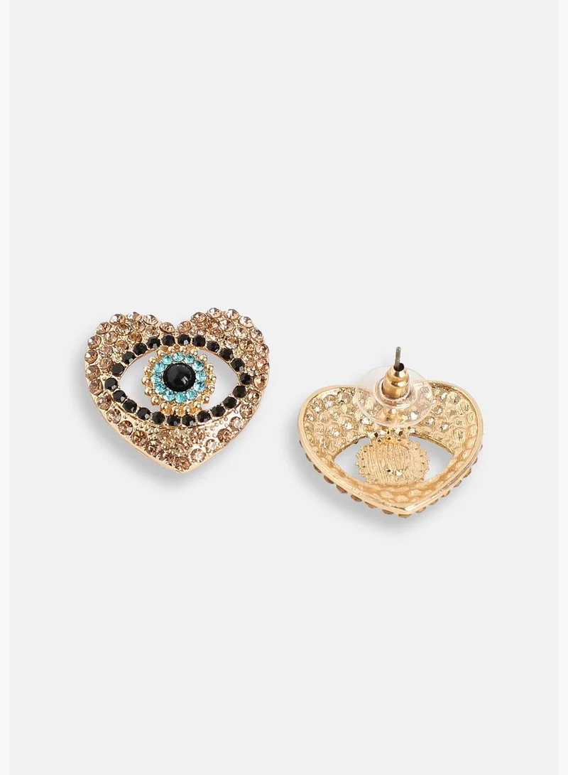 SOHI Gold Plated Party Designer Stone Stud For Women