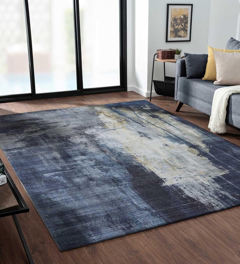 Obsessions Abstract Carpet Blue 4 x 6 - Image 1