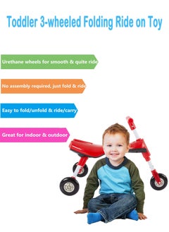 LB Toddler 3-Wheel Folding Ride-On Toy No Assembly Required Baby Walking Tricycle EVA/Urethane Wheels  - Image 3