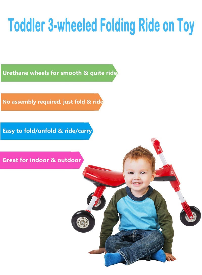 ال بي دراجة ثلاثية العجلات قابلة للطي للأطفال الصغار، لا تحتاج إلى تجميع، مزودة بعجلات من مادة إي في إيه/يوريثان - Image 3