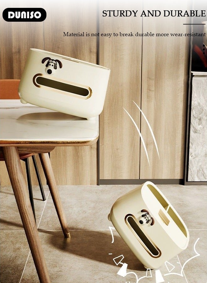 DUNISO Multifunctional Tissue Box Cover, Modern Tissue Box with Stationery Remote Control Box, Table Storage Box Container with Mobile Phone Holder, Facial Tissue Holder for Bathroom, Countertop, Kitchen, Bedroom Dresser and Office Room - Image 2