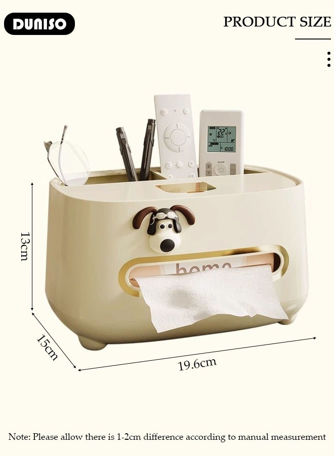 DUNISO Multifunctional Tissue Box Cover, Modern Tissue Box with Stationery Remote Control Box, Table Storage Box Container with Mobile Phone Holder, Facial Tissue Holder for Bathroom, Countertop, Kitchen, Bedroom Dresser and Office Room - Image 4