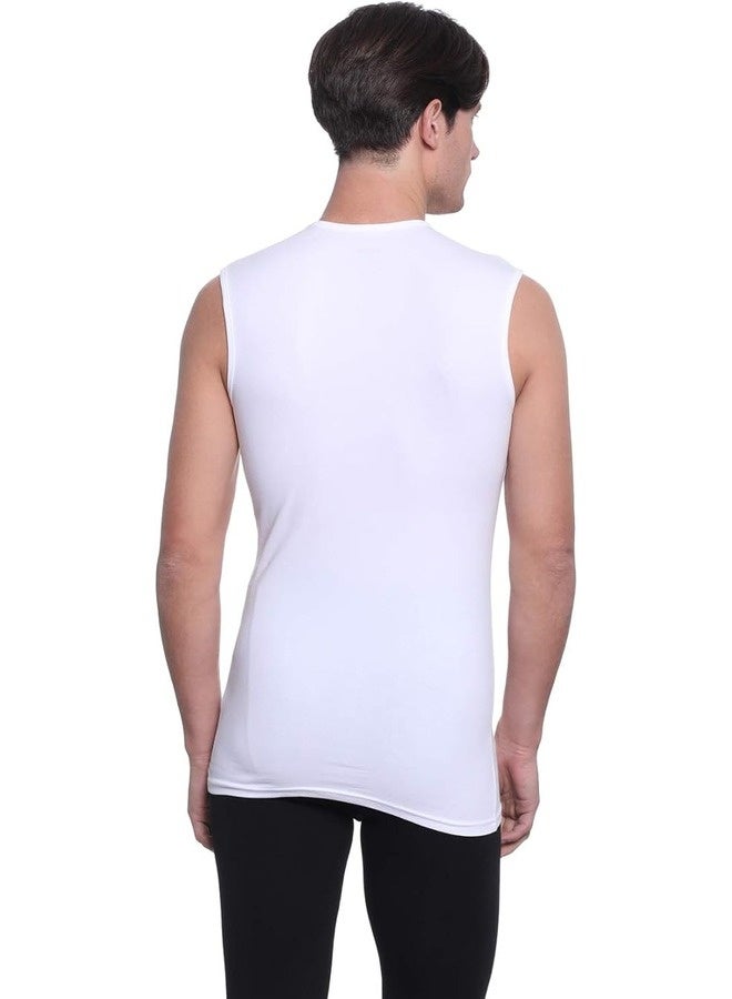 Dice V-Neck Solid Muscle Tee Undershirt for mens , White - Image 2