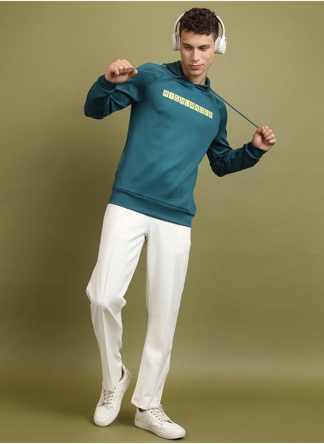 Printed Raglan Sleeves Hoodie with Drawstring by Styli