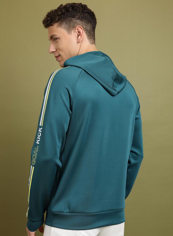 هاي لاندر هودي مطبع بأكمام ريجلان وأربطة - Image 3