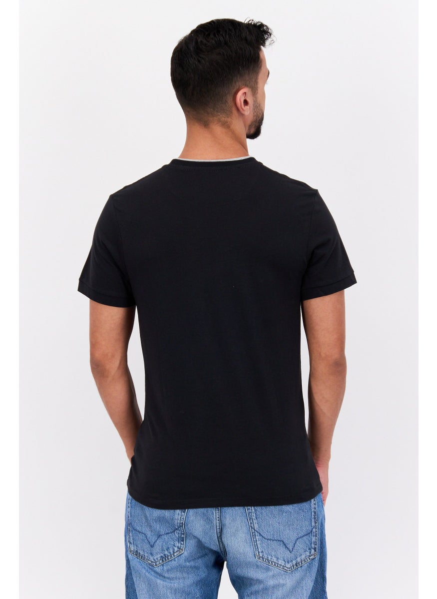 Pepe Jeans - Men Crew Neck Short Sleeve Graphic Printed T-Shirt, Black - Image 1