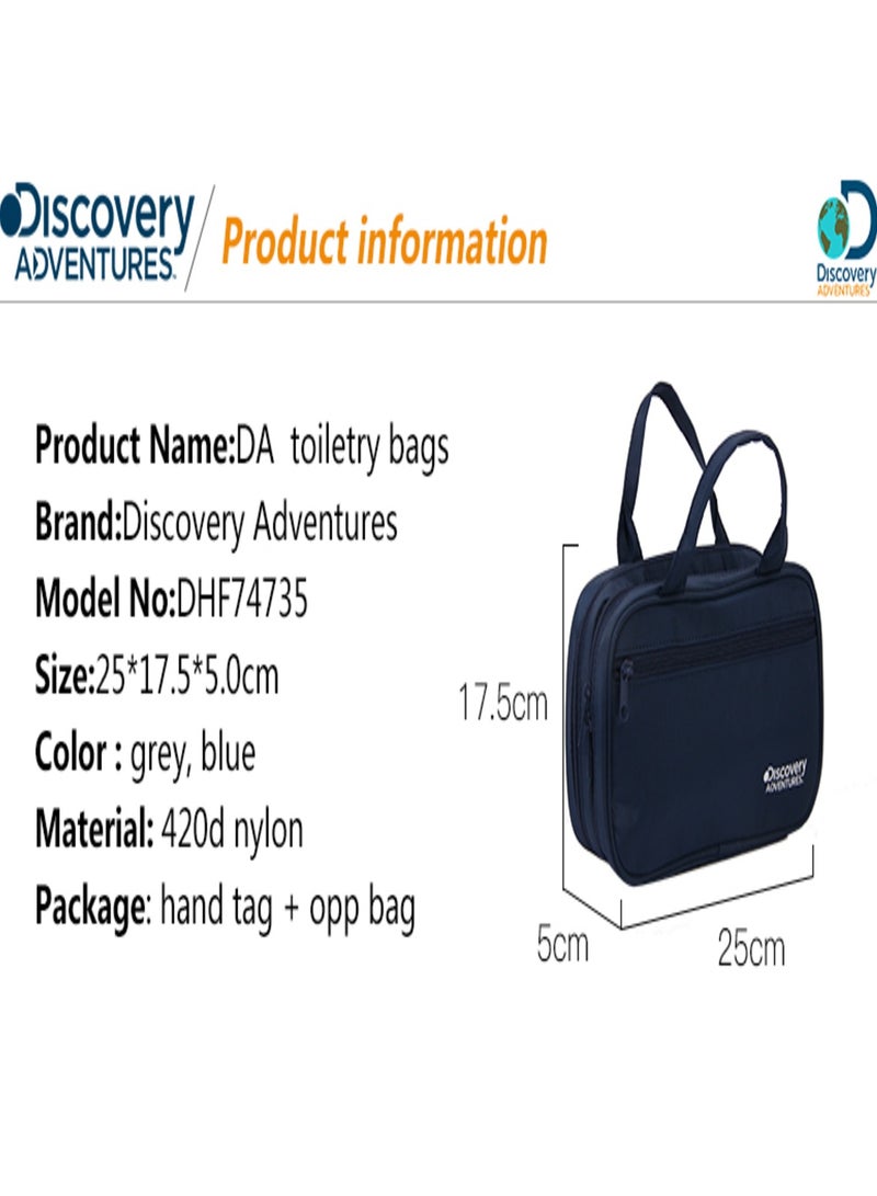 Discovery Adventures Travel Toiletry Bags for Makeup, Cosmetic, Shaving with Separate Compartments – Dark Blue - Image 4