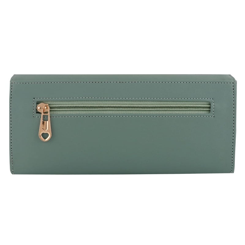 ALSU Women's Hand Wallet Purse Clutch | Phone Pocket| 4 Card Slots| Coin Pockets| Smooth Material (Light Green) - Image 4