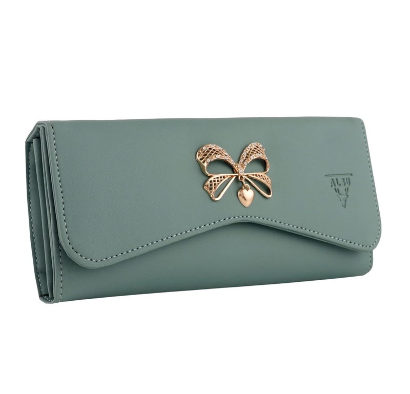 ALSU Women's Hand Wallet Purse Clutch | Phone Pocket| 4 Card Slots| Coin Pockets| Smooth Material (Light Green) - Image 1