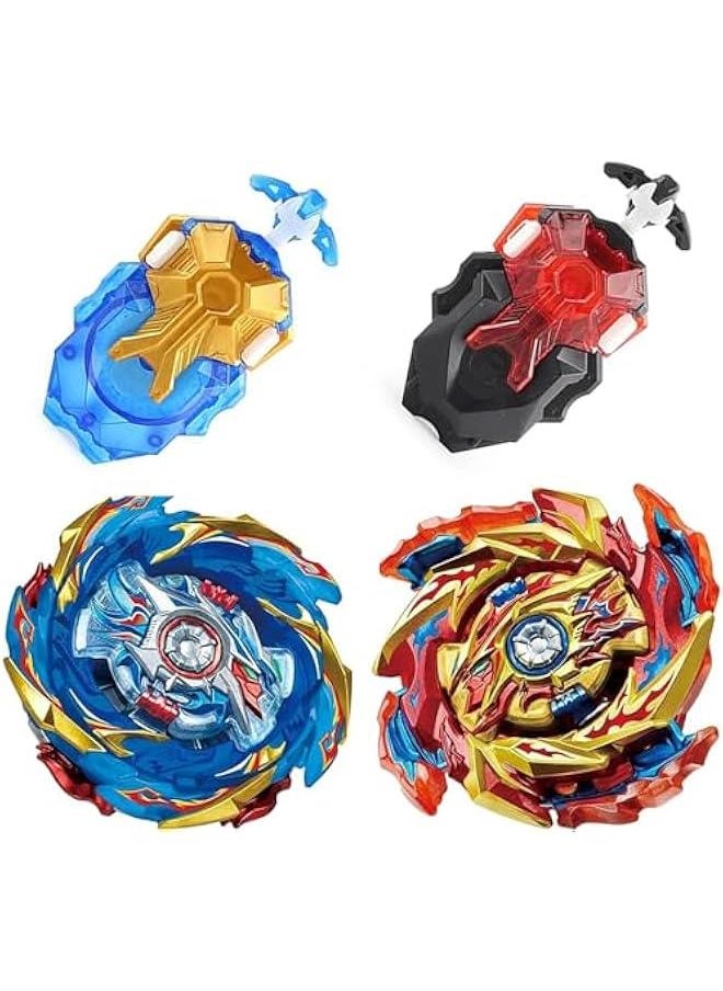 Generic Bey Battling Top Burst Gyro Toy Set, Launchers Combat Battling Game, Gift for Kids Children, B-174-1 Hyperion Burn +B174-2 Helios Volcano Gyro (with 2pcs DB B-184 L-R Launcher)  - Image 1