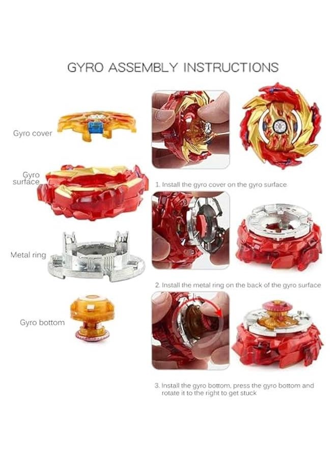 Generic Bey Battling Top Burst Gyro Toy Set, Launchers Combat Battling Game, Gift for Kids Children, B-174-1 Hyperion Burn +B174-2 Helios Volcano Gyro (with 2pcs DB B-184 L-R Launcher)  - Image 3
