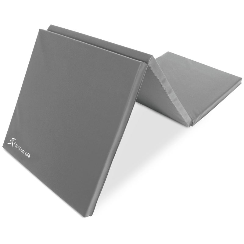 ProsourceFit Tri-Fold Folding Thick Exercise Mat 6â€™x2â€™ with Carrying Handles for MMA, Gymnastics Core Workouts, Grey - Image 1