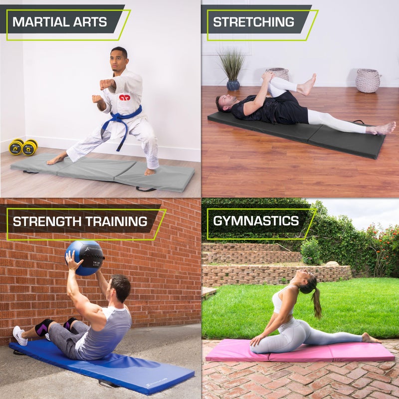 ProsourceFit Tri-Fold Folding Thick Exercise Mat 6â€™x2â€™ with Carrying Handles for MMA, Gymnastics Core Workouts, Grey - Image 5