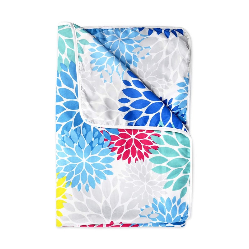 بطانية دوفار مزدوجة من ميكروفايبر 120 GSM خفيفة الوزن ناعمة مريحة لجميع الفصول 220 × 205 سم بنمط زهور متفجرة أزرق أكوا