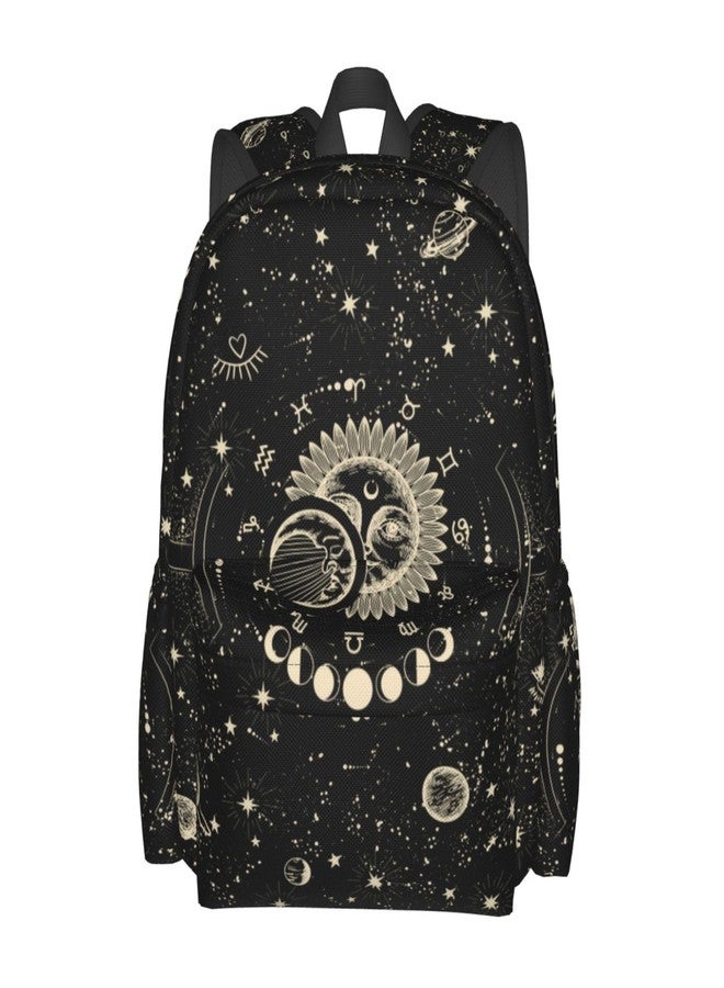 Droerfes Tie Dye Backpack School Bag Lightweight Bookbag Laptop Travel Daypack For Kids Girls Boys Teens, Moon and Sun, One Size, Cartoon - Image 1