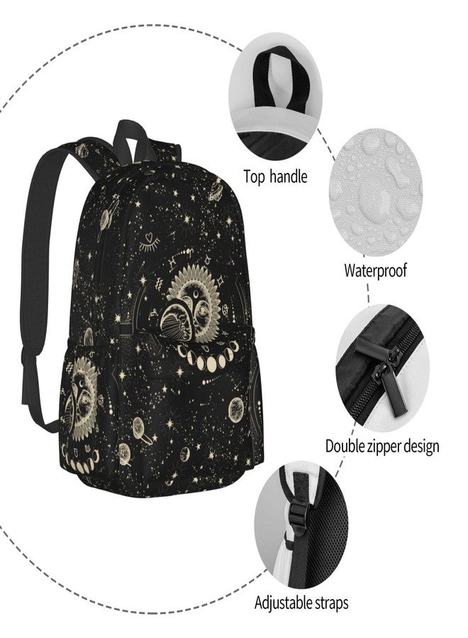 Droerfes Tie Dye Backpack School Bag Lightweight Bookbag Laptop Travel Daypack For Kids Girls Boys Teens, Moon and Sun, One Size, Cartoon - Image 5