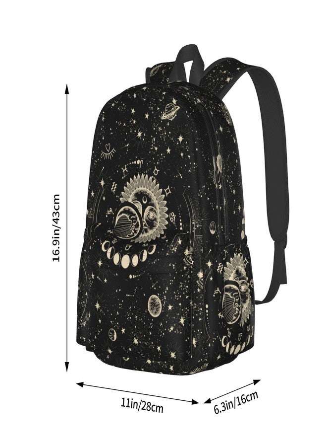 Droerfes Tie Dye Backpack School Bag Lightweight Bookbag Laptop Travel Daypack For Kids Girls Boys Teens, Moon and Sun, One Size, Cartoon - Image 3