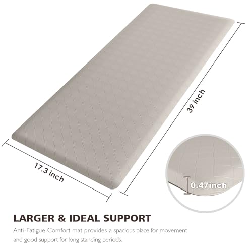 HappyTrends Kitchen Runner Rugs Anti-Fatigue mats,17.3"x 39",Non Slip Waterproof Ergonomic Comfort Mat for Kitchen, Floor Home, Office, Sink, Laundry,Khaki - Image 2