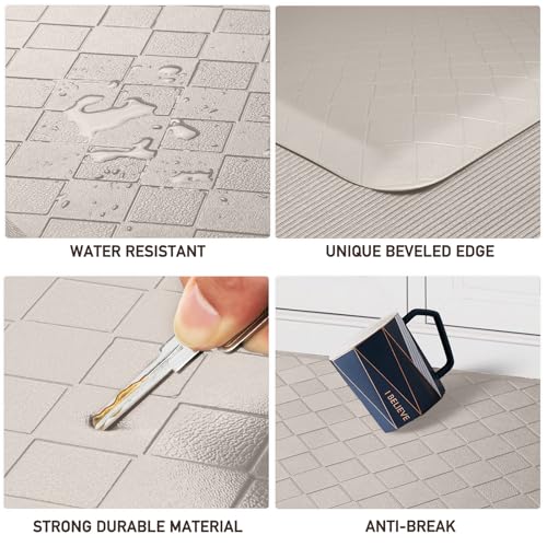 HappyTrends Kitchen Runner Rugs Anti-Fatigue mats,17.3"x 39",Non Slip Waterproof Ergonomic Comfort Mat for Kitchen, Floor Home, Office, Sink, Laundry,Khaki - Image 4