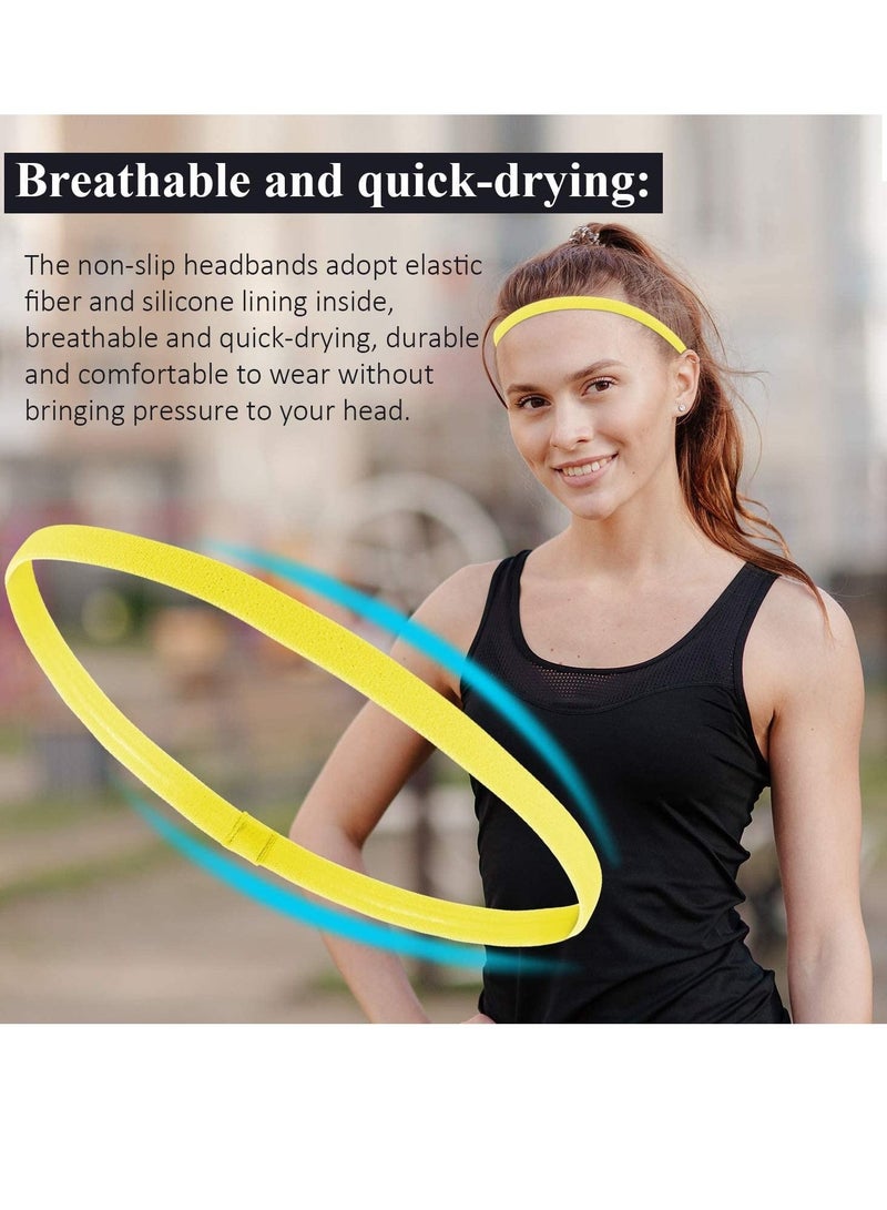 إسكدنيا Sports Headbands Thick Non-Slip Elastic Sport Hair for Women and Men, Silicone Grip Exercise Sweatbands Yoga 4 Pcs - Image 3