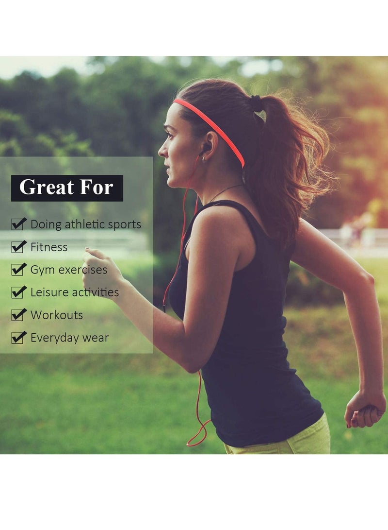 إسكدنيا Sports Headbands Thick Non-Slip Elastic Sport Hair for Women and Men, Silicone Grip Exercise Sweatbands Yoga 4 Pcs - Image 2