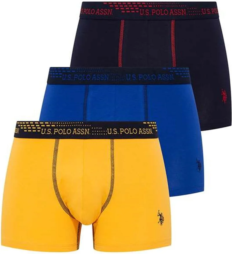 U.S. Polo Assn. BASE. Polo Assn. 80178 Men's 3-pack Boxer - Sax&Navy Blue&Yellow