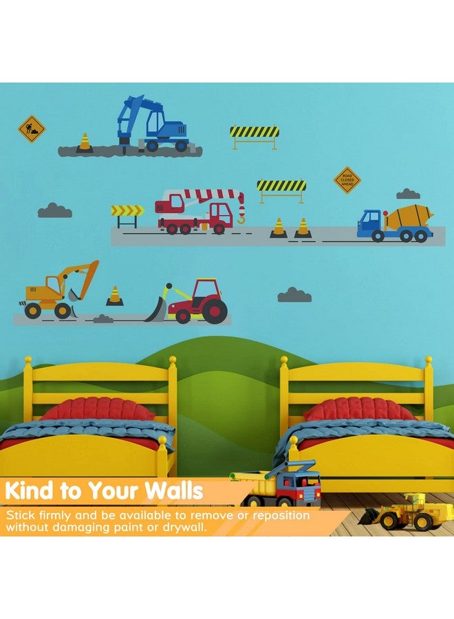 iinuu Kids Construction Vehicles Wall Decals Peel and Stick Engineering Vehicles Decals Forklift Excavator Crane Mud Tankers Trucks Wall Stickers, Removable Kids Wall Stickers for Boys Bedroom Playroom Decor - Image 5