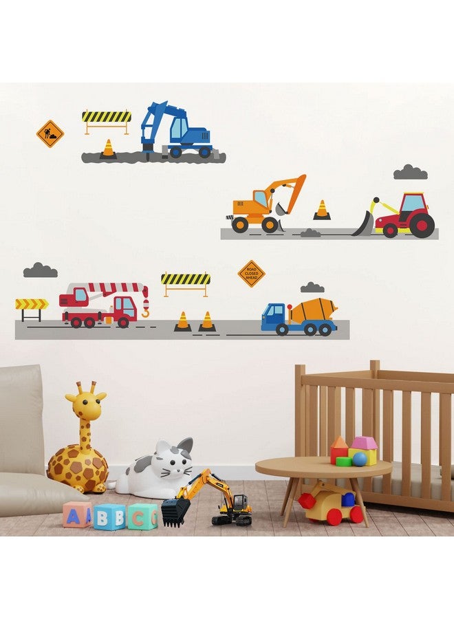 iinuu Kids Construction Vehicles Wall Decals Peel and Stick Engineering Vehicles Decals Forklift Excavator Crane Mud Tankers Trucks Wall Stickers, Removable Kids Wall Stickers for Boys Bedroom Playroom Decor - Image 1
