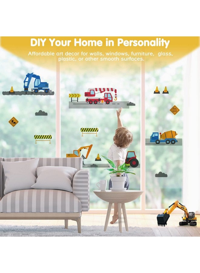 iinuu Kids Construction Vehicles Wall Decals Peel and Stick Engineering Vehicles Decals Forklift Excavator Crane Mud Tankers Trucks Wall Stickers, Removable Kids Wall Stickers for Boys Bedroom Playroom Decor - Image 3